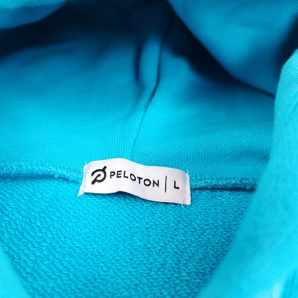 Peloton Hoodie Womens Large Turquoise Pullover Heavyweight 100% Cotton - Picture 5 of 8